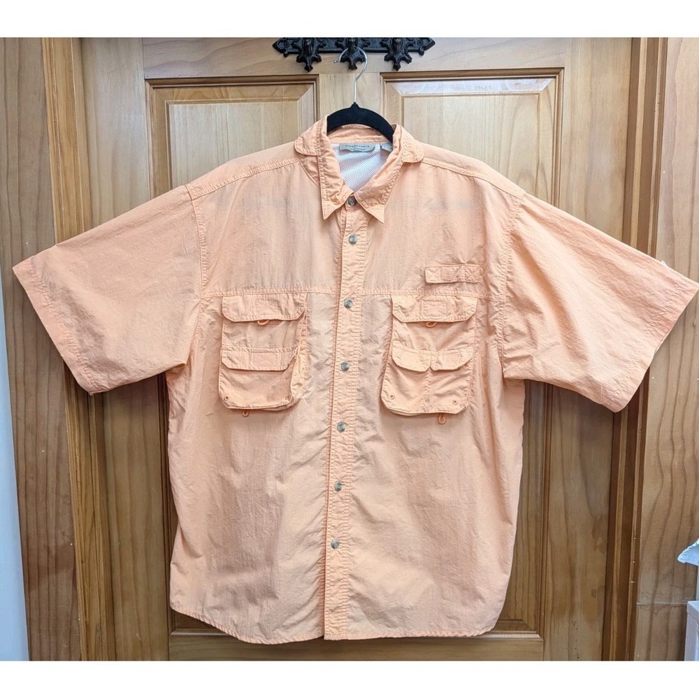 Rugged Earth Men's No Size Outfitters Button-Down Front Fishing Orange Shirt